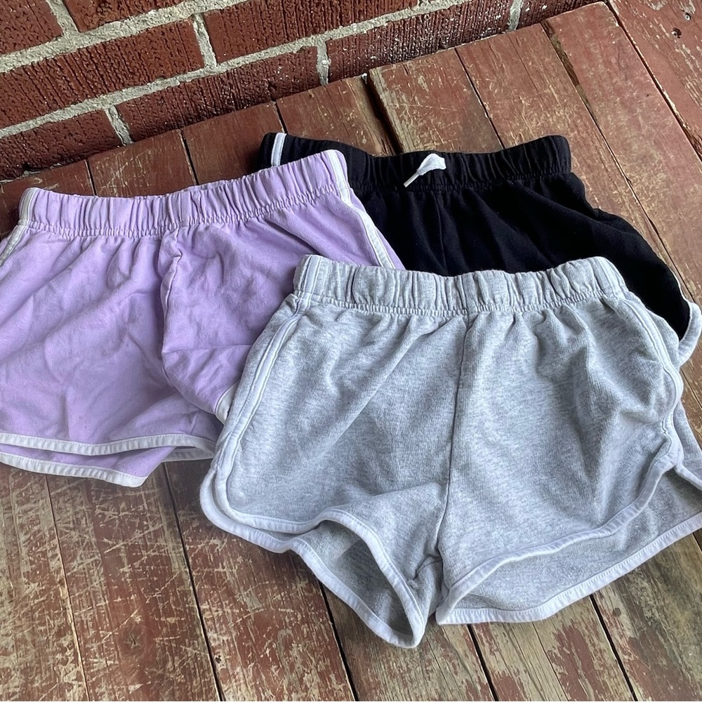 H&M Black and Gray and Putple Athletic Shorts with Elastic Waistband